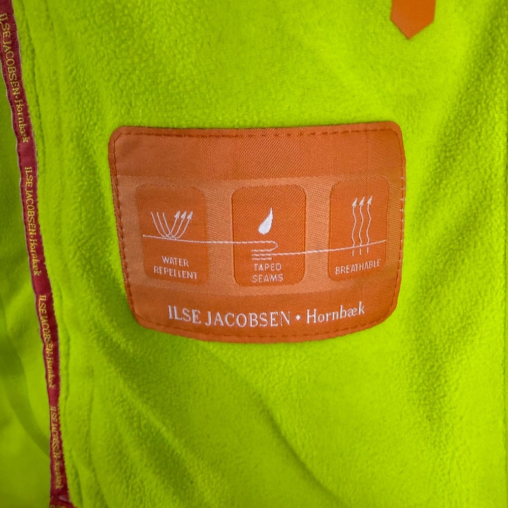 EXCELLENT Ilse Jacobsen Raincoat Womens 44 Orange Hooded Softshell - Picture 5 of 11